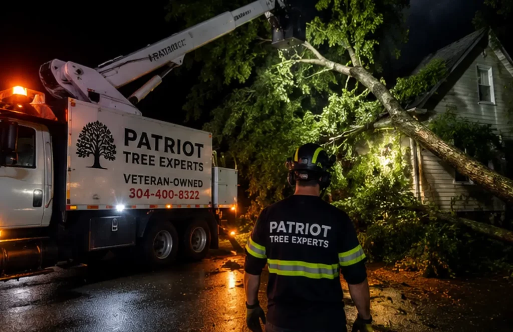 After hours emergency tree service by Patriot Tree Experts in Charleston WV