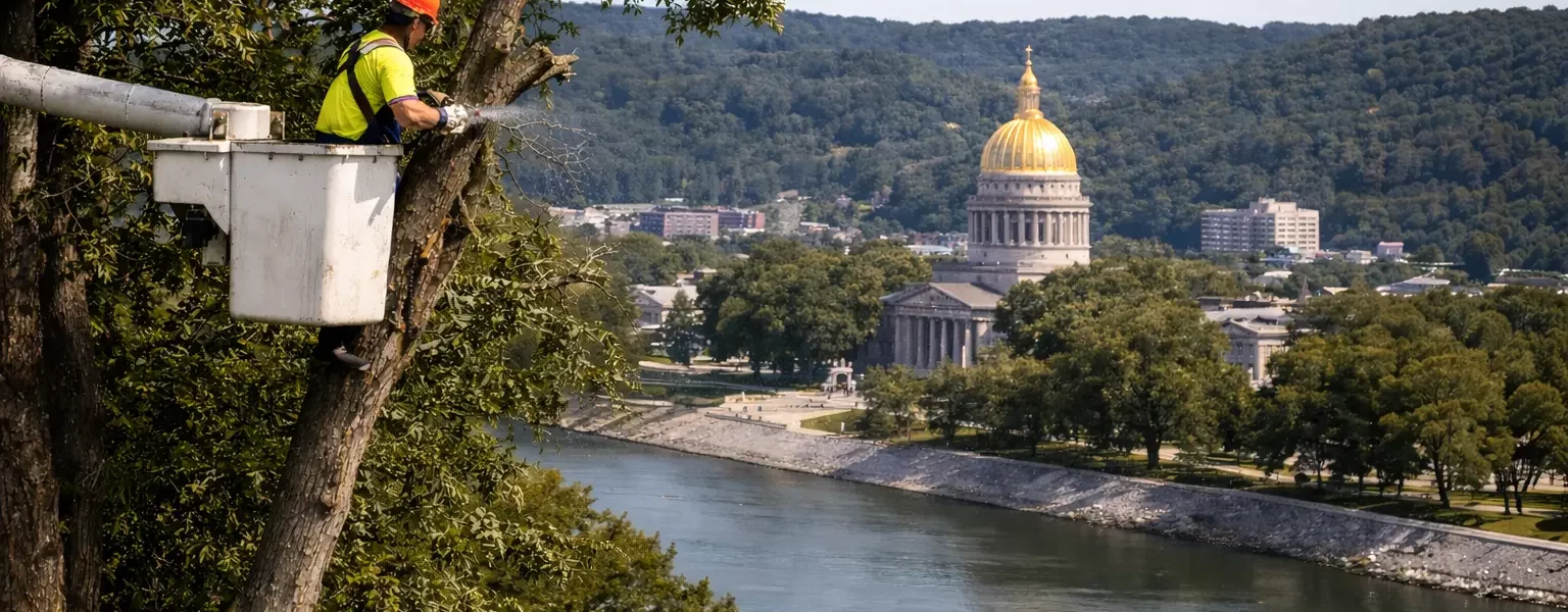 arborist-bucket-truck-cutting-limb-charleston-wv-patriot-tree-experts