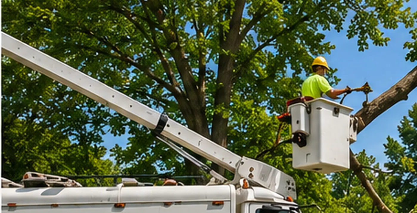 Bucket truck tree work in Cross Lanes WV