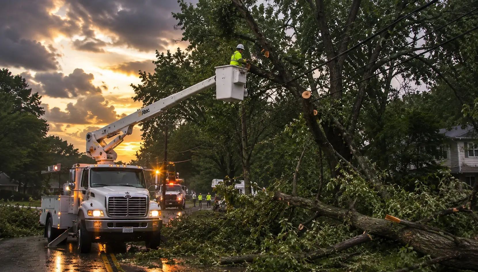 Storm-damaged tree removal in Nitro WV after heavy wind and rain