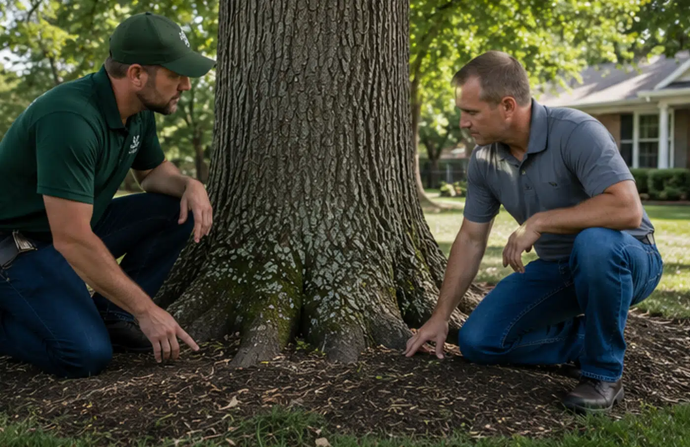 Tree root zone inspection by an arborist in Charleston WV